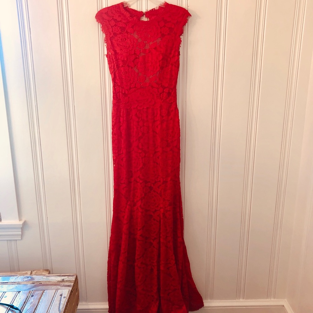 Lace evening gown